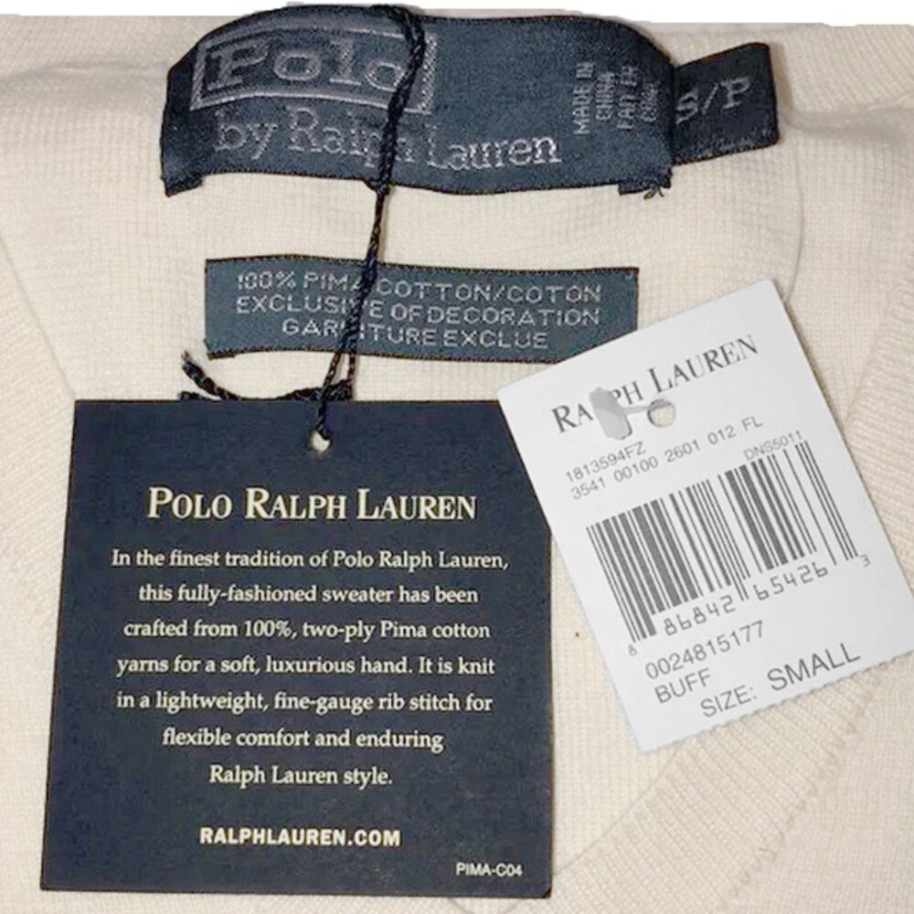 Polo by Ralph Lauren Cream V-Neck Sweater - Picture 3 of 3